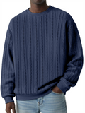 Men's Round Neck Cable-Knit Long Sleeve Casual Sweatshirts