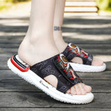 Masked Lion Dance Boy Design Men's Summer Sandals