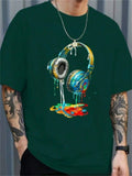 Men's Headphone Graphic Print Casual Short Sleeve T-Shirts