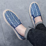 Men's Casual Lazy Slip-On Sewing Thread Fisherman Canvas Shoes