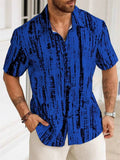 Men's Abstract Print Short Sleeve Button Up Summer Shirts