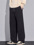 Men's Casual Comfy Elastic Waist Straight-Leg Drape Twill Knitted Pants