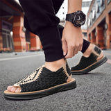 Wearable Hand-Woven Slip-On Sandals for Men