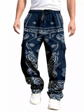 Men's Casual Paisley Print Cargo Jogger Pants with Pockets