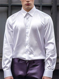 Men's Long Sleeved Button Up Shiny Satin Dress Shirts