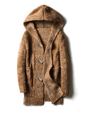 Men's Vintage Hooded Sweater Jacket with Horn Buttons