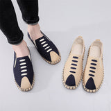 Comfy Cotton Cloth Flat Contrast Color Walking Shoes for Men
