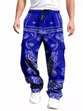 Men's Casual Paisley Print Cargo Jogger Pants with Pockets