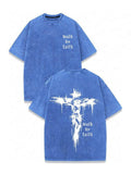 Men's Cross Print Walk By Faith Religious Graphic Tee