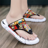 Men's Chinese Lion Dance Couplet  Dual Use Flip Flops Sandals
