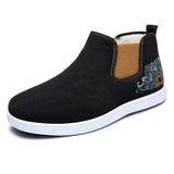 Men's Slip On Embroidered Faux Fur Lined Boots