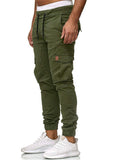 Men Cargo Joggers Drawstring Elastic Waist Tapered Work Pants