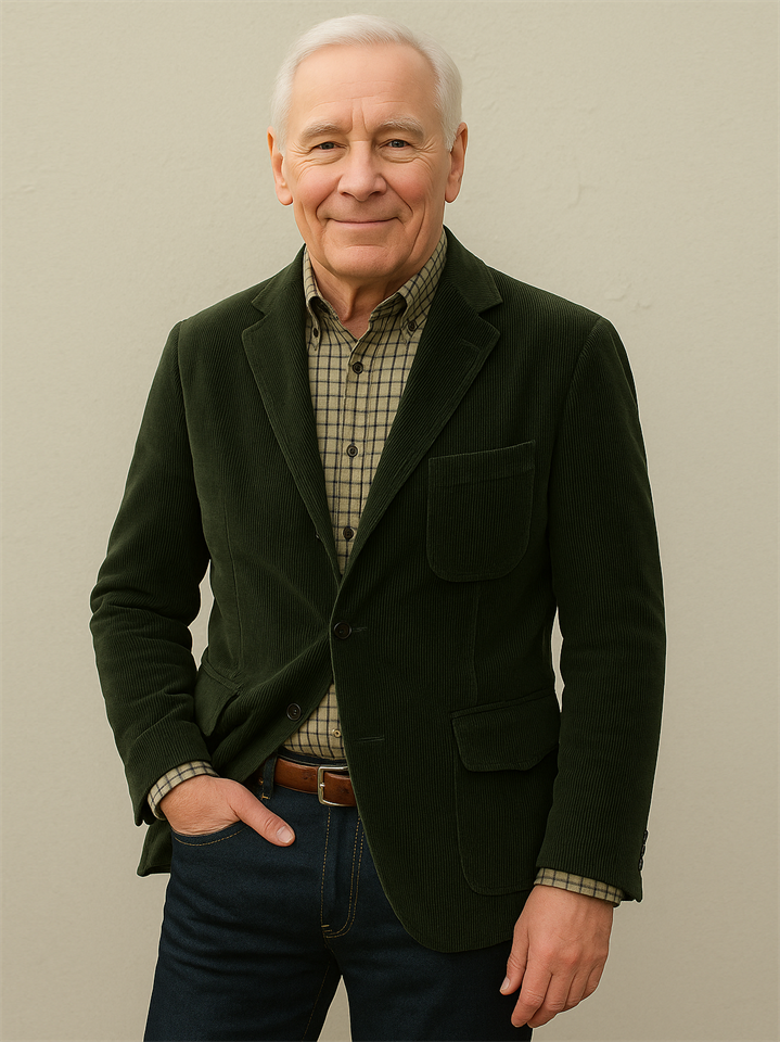 Men's Casual Slim Fit Lapel Collar Corduroy Blazer