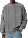Men's Round Neck Cable-Knit Long Sleeve Casual Sweatshirts