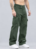Men Vintage Straight Leg Multi Pocket Cargo Denim Pants