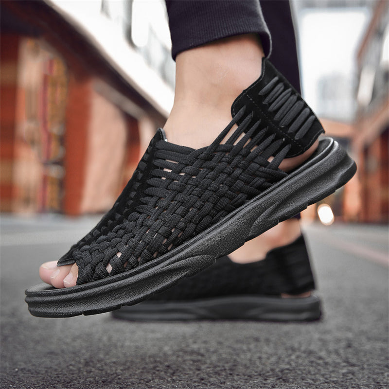 Wearable Hand-Woven Slip-On Sandals for Men