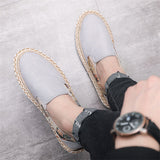 Men's Side Floral Print Patchwork Fisherman Canvas Shoes