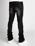 Men's High Waist Stretchy Beads Decorated Skinny Jeans