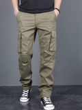 Men's High Steet Straight-Leg Multi Pockets Cotton Cargo Pants