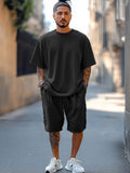 Men's Summer Short Sleeved Solid Color Outfits
