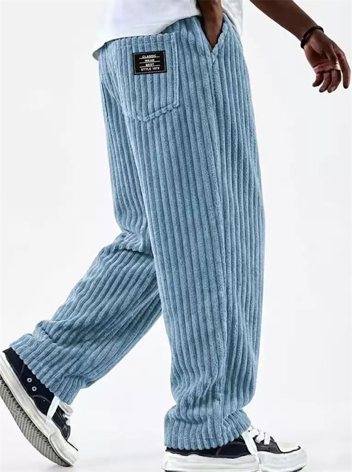 Men's Retro Comfy Loose Fit Elastic Waist Corduroy Pants