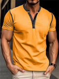 Comfort Stretchy Slim Fit Henley Shirt for Men