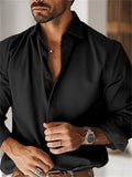 Men's Casual Long Sleeve Lapel Button Up Dress Shirts
