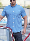 Men's Plus Size Short Sleeved Button Up Shirt