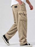Men High Street Corduroy Drawstring Baggy Loose Cargo Pants