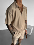 Fashion Casual Short Sleeved Polo Collar Set for Men