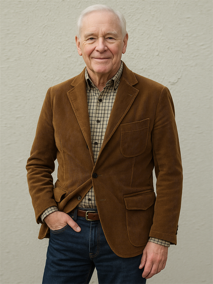 Men's Casual Slim Fit Lapel Collar Corduroy Blazer