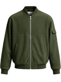 Men Corduroy Zip Up Cargo Pocket Flight Bomber Jacket