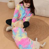Matching Pet and Owner Rainbow Tie-Dye Faux Fur Hoodie
