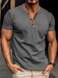 Comfort Stretchy Slim Fit Henley Shirt for Men