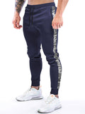 Men Camo Stripe Joggers Drawstring Tapered Gym Sweatpants