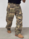 Men's Loose Streetwear Camouflage Ripped Cargo Denim Pants