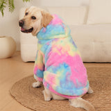 Matching Pet and Owner Rainbow Tie-Dye Faux Fur Hoodie
