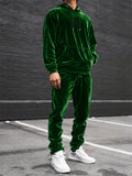 Men Velvet Kangaroo Pocket Hoodie and Jogger Pants Tracksuit Set