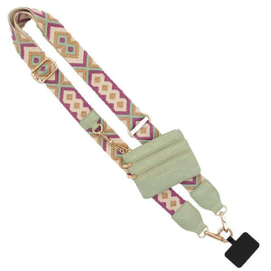 Clip & Go Phone Strap Stretchable Crossbody String with Zippered Wallet Pouch