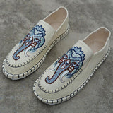Ethnic Style Elephant Embroidered Cotton Linen Cloth Shoes for Men