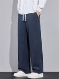 Men's Casual Comfy Elastic Waist Straight-Leg Drape Twill Knitted Pants
