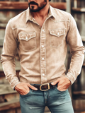 Mens Cool Western Style Long Sleeve Button Down Shirts