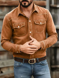 Mens Cool Western Style Long Sleeve Button Down Shirts