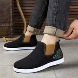 Men's Slip On Embroidered Faux Fur Lined Boots