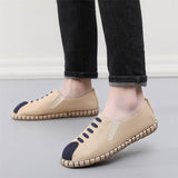 Comfy Cotton Cloth Flat Contrast Color Walking Shoes for Men