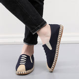 Comfy Cotton Cloth Flat Contrast Color Walking Shoes for Men