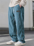Men's Casual Elastic Waist Straight Leg Corduroy Pants