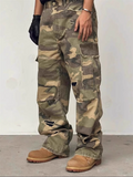 Men's Loose Streetwear Camouflage Ripped Cargo Denim Pants