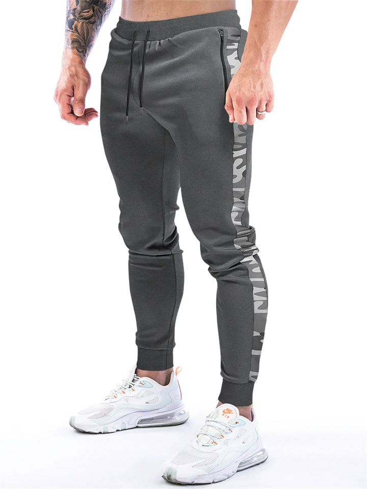 Men Camo Stripe Joggers Drawstring Tapered Gym Sweatpants