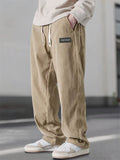 Men's Casual Elastic Waist Straight Leg Corduroy Pants
